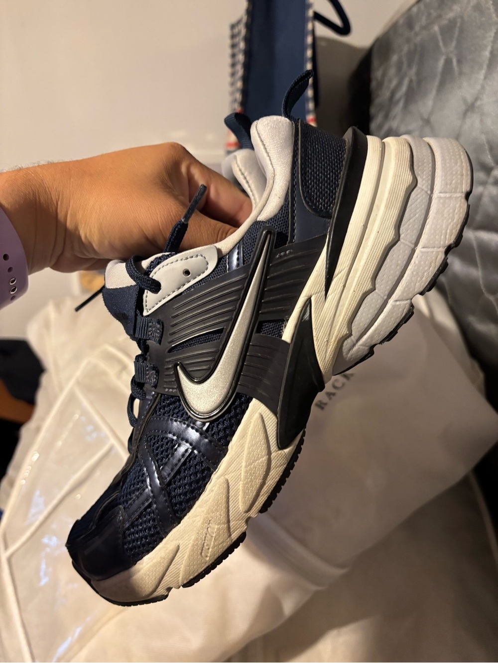 Nike Navy and White Trail-Style Sneaker